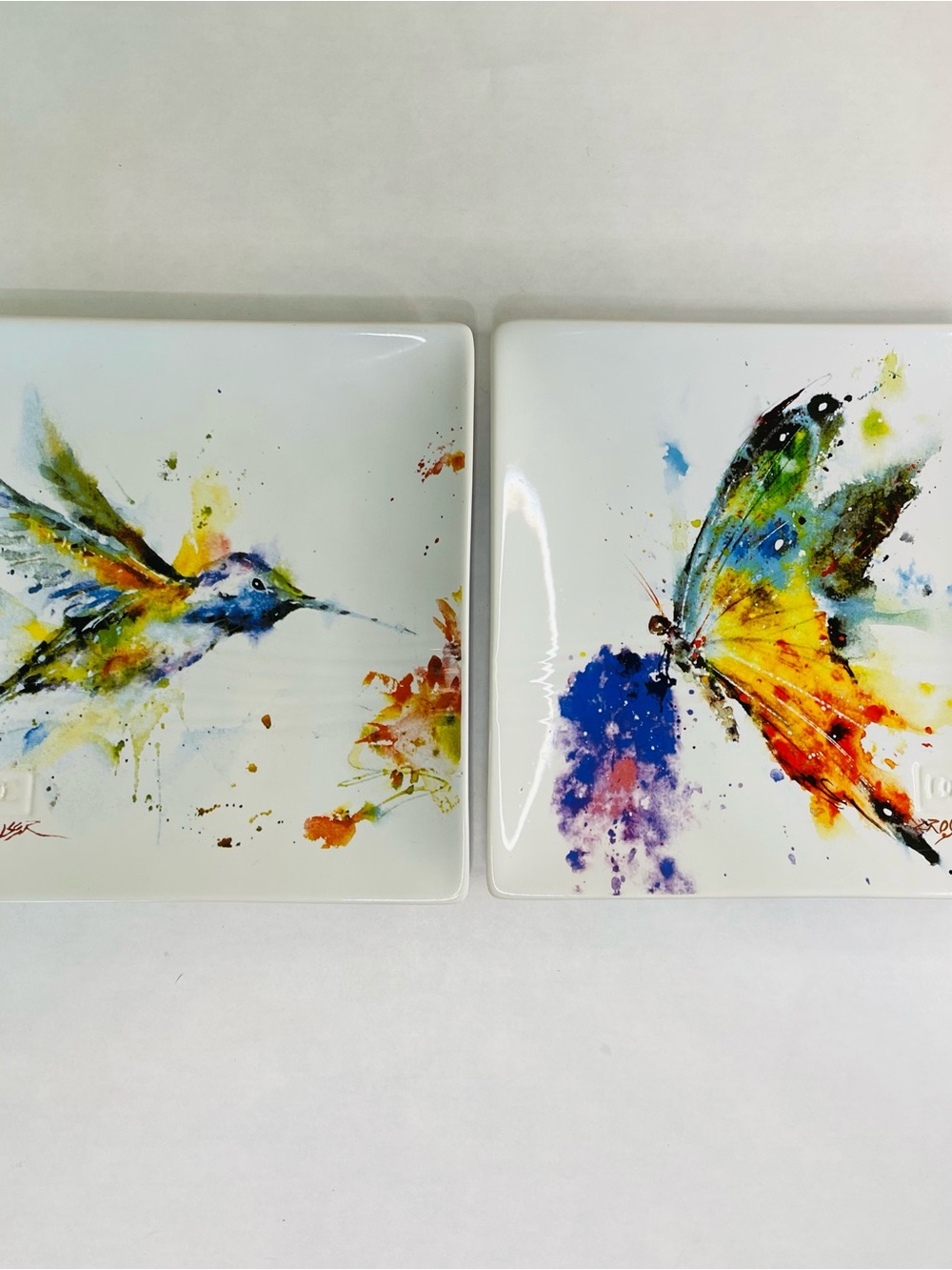Dean Crouser Hummingbird and Butterfly Porcelain Artisan Serving Plates, MS DS - Picture 2 of 13